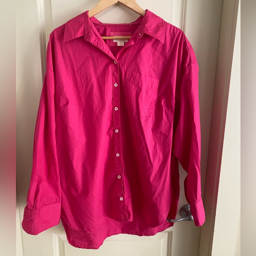 1X Anthropologie Maeve Pink “The Bennet Button Down” Blouse